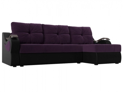 Угловой диван Меркурий (велюр фиолетовый чёрный) 